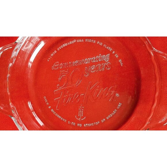 Anchor Hocking Fire King Commemorating 50 Years Collectible 9" Pie Plate - Picture 2 of 6